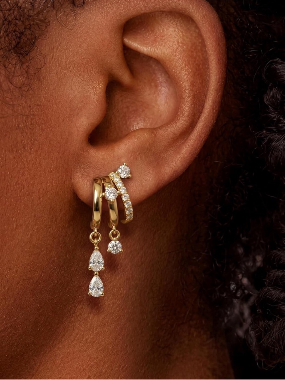 Golden Lumiere Crystal Huggie Earrings